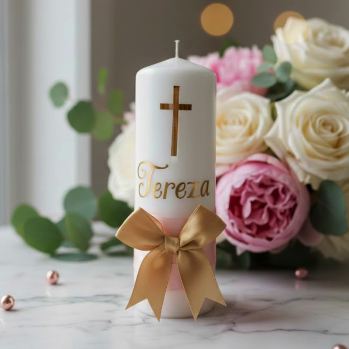Personalizirana svijeća s imenom rozo-zlatno