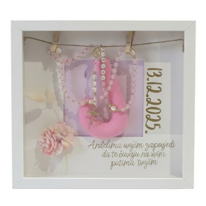 Personalizirani 3d okvir za krštenje rozo