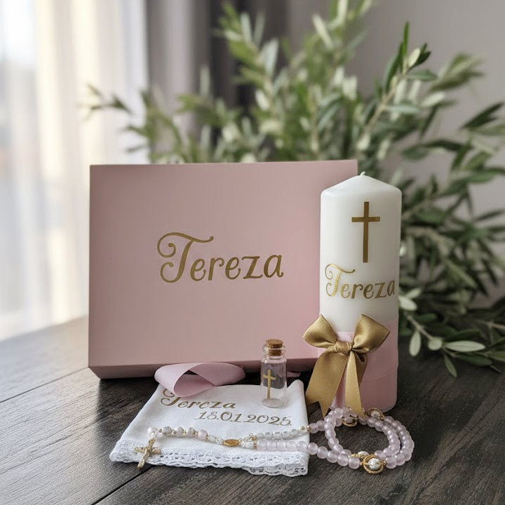 Personalizirani set za krštenje roza