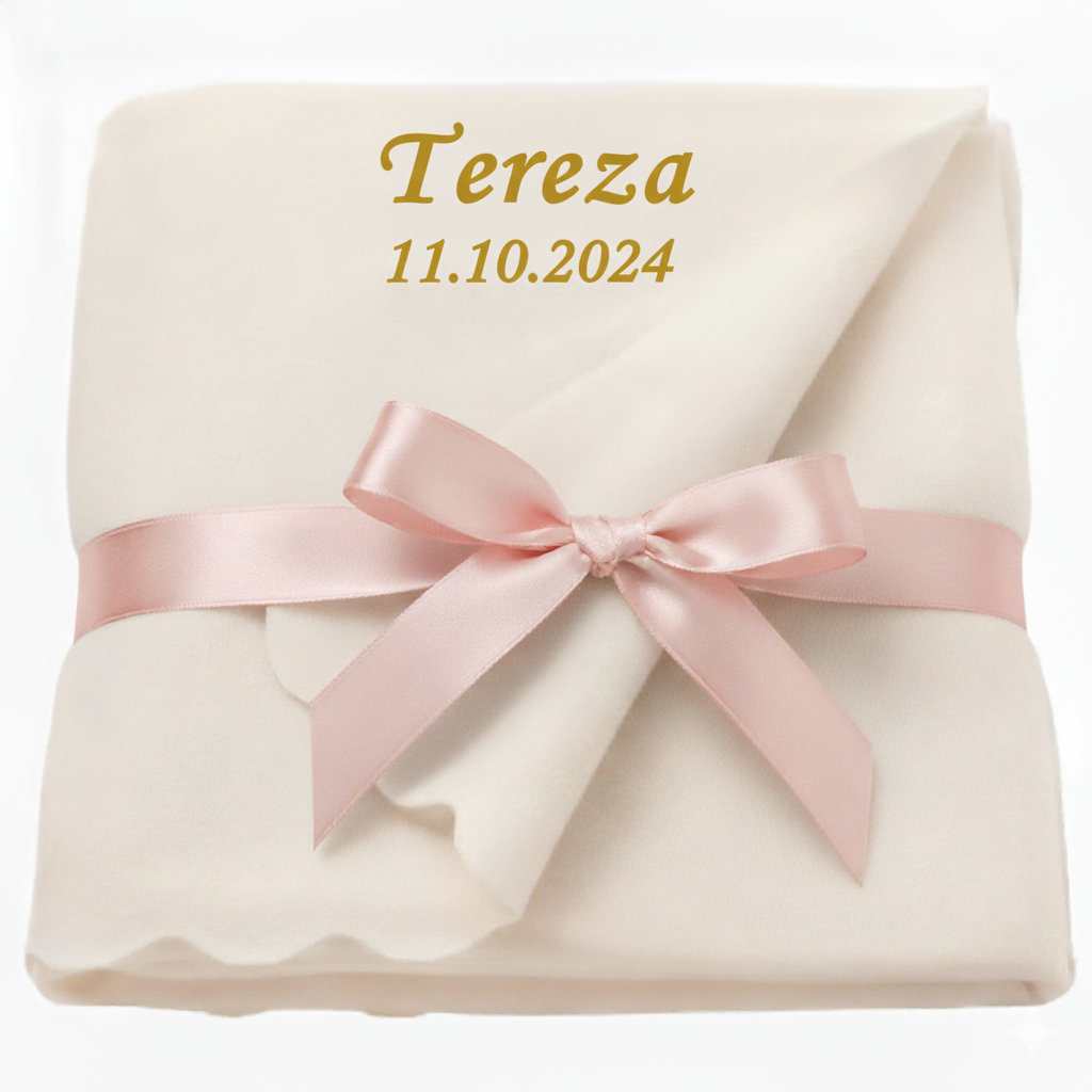 Personalizirana deka sa imenom i datumom za poklon zlatno