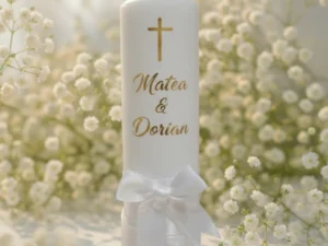 Personalizirana svijeća za vjenčanje sa imenima mladenaca