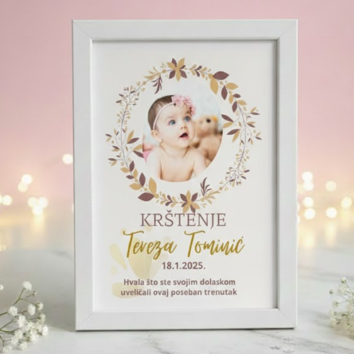 zahvala za krštenje personalizirani okvir