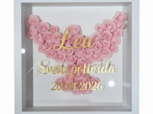 Personalizirani 3D okvir s rozim ružama | Golubica