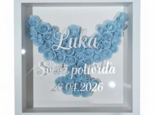 Personalizirani 3D okvir s plavim ružama | Golubica