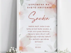 Personalizirani okvir s posvetom | Rozi cvijet
