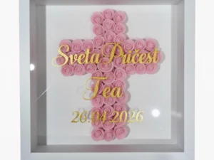 Personalizirani 3D okvir s rozim ružama | Križ