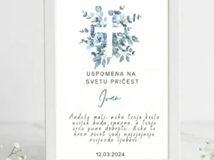 Personalizirani okvir | Križ (plava/roza)