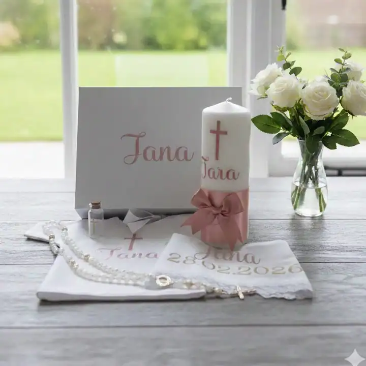 Personaliziran set za krštenje premium Rozo