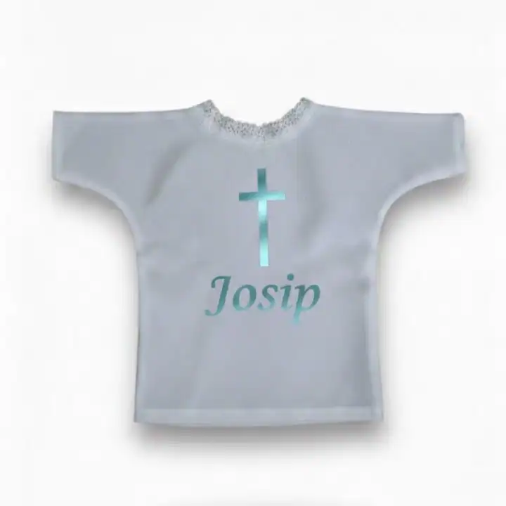 Personalizirani poklon set za krštenje s imenom Josip, bijela boja s metalik plavim detaljima, ideal.