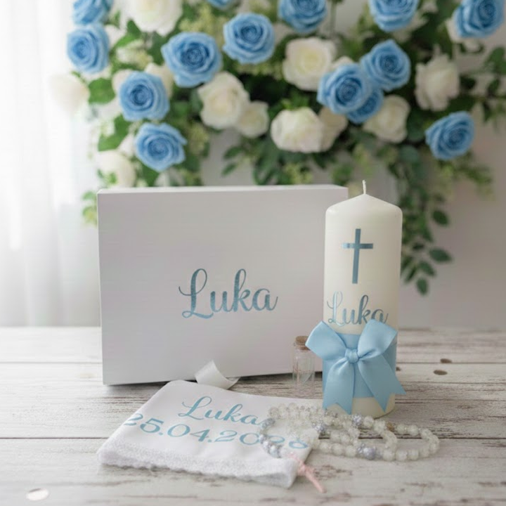 Personalizirani krsni set metalic plava