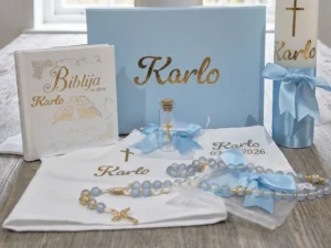 Personalizirani set za krštenje | Plavo – plavo | DELUXE