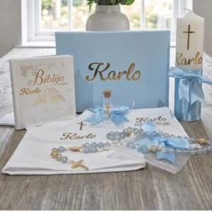 Personalizirani set za krštenje deluxe plavo plavo