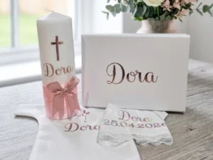 Poklon set za krštenje | Bijela | Metalic roza| Basic