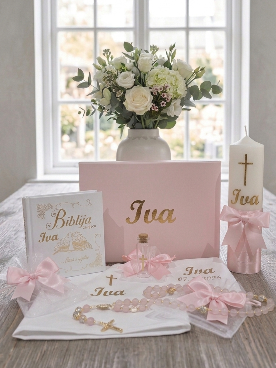 Personalizirani set za krštenje deluxe rozo rozo