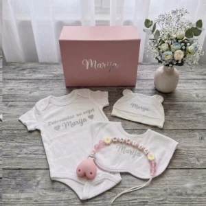 Personalizirani set za rođenje bebe s podacima rođenja